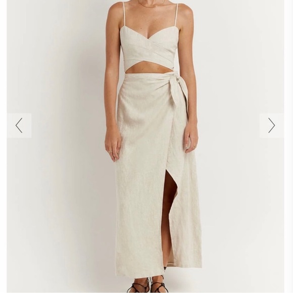 DISSH Dresses & Skirts - DISSH HALLIE NATURAL LINEN WRAP SKIRT light Beige
